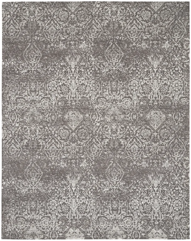 carpet for urban and industrial lofts-Nourison Damask DAS06 Dark Grey Area Rug