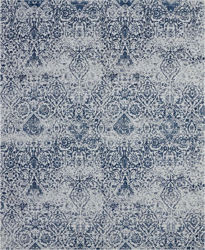 carpet for casual home style-Nourison Damask DAS06 Ivory/Navy Area Rug