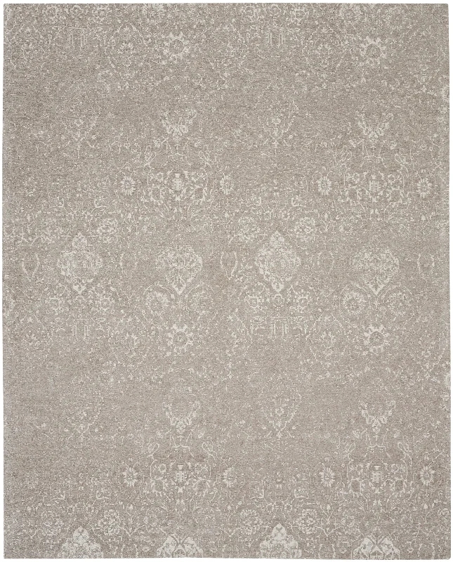 carpet for a simple yet elegant touch-Nourison Damask DAS06 Lt Grey Area Rug