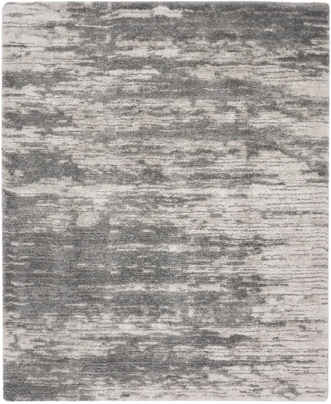 carpet for covering floor imperfections-Nourison Dreamy Shag DRS02 Charcoal/Ivory Area Rug