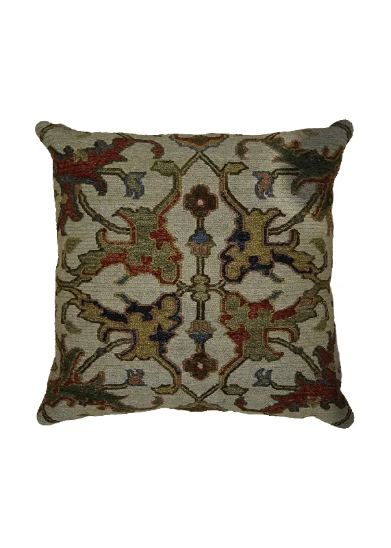 How to pick an antibacterial kids’ pillow-Oriental Rug Indian Handmade Pillow Transitional 1'10"x1'10" (2x2) Whites/Beige Red Geometric Design #A32570