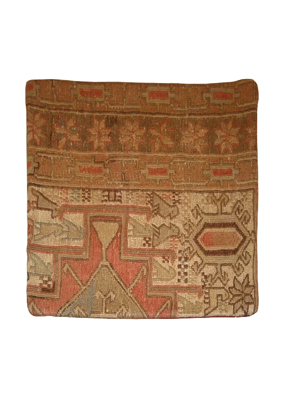 How to choose an eco-friendly kids’ pillow-Persian Rug Azerbaijan Handmade Pillow Tribal 1'4"x1'4" (1x1) Whites/Beige Pink Kilim Geometric Design #A10588