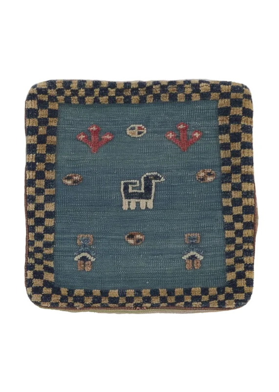 How to choose a comfortable baby pillow-Persian Rug Gabbeh Handmade Pillow Tribal 1'5"x1'5" (1x1) Blue Animals Open Design #35964