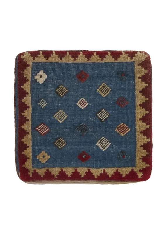 Support design of cervical pillows-Persian Rug Gabbeh Handmade Pillow Tribal 1'5"x1'5" (1x1) Blue Open Geometric Design #35968