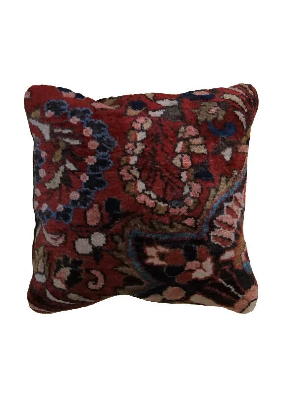 How to choose an eco-friendly cervical pillow-Persian Rug Hamadan Handmade Pillow Tribal 1'2"x1'3" (1x1) Red Floral Design #A33765