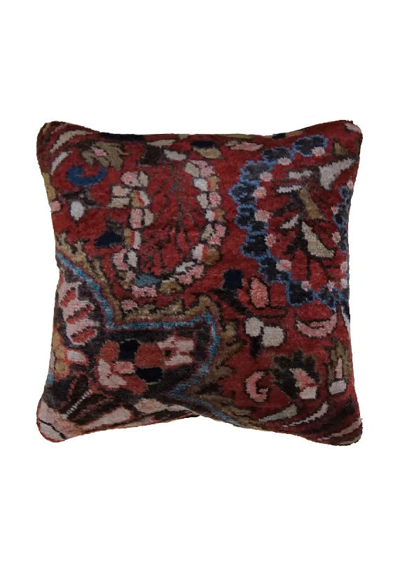 Pillow height and sleep quality match-Persian Rug Hamadan Handmade Pillow Tribal 1'2"x1'3" (1x1) Red Floral Design #A33767