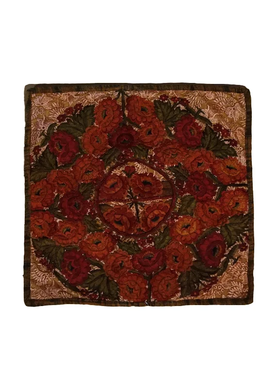 Pillow height and shoulder health match-Persian Rug Handmade Pillow Traditional 1'6"x1'6" (2x2) Red Orange Green Suzani Floral Design #A33918