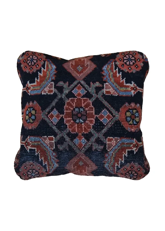 Comfort options for buckwheat pillows-Persian Rug Mahal Handmade Pillow Tribal 1'4"x1'4" (1x1) Red Blue Floral Design #A33768