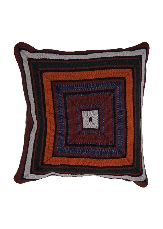 How to pick a cooling pregnancy pillow-Persian Rug Shiraz Handmade Pillow Antique Tribal 1'4"x1'4" (1x1) Multi-color Red Orange Geometric Stripes Design #A33777