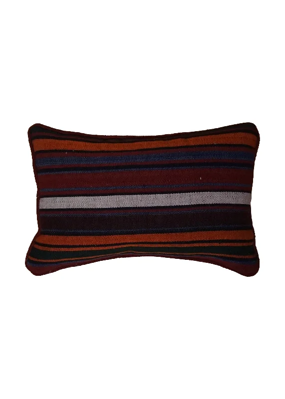 How to choose a breathable baby pillow-Persian Rug Shiraz Handmade Pillow Tribal 0'11"x1'5" (1x1) Multi-color Red Orange Geometric Stripes Design #A33773