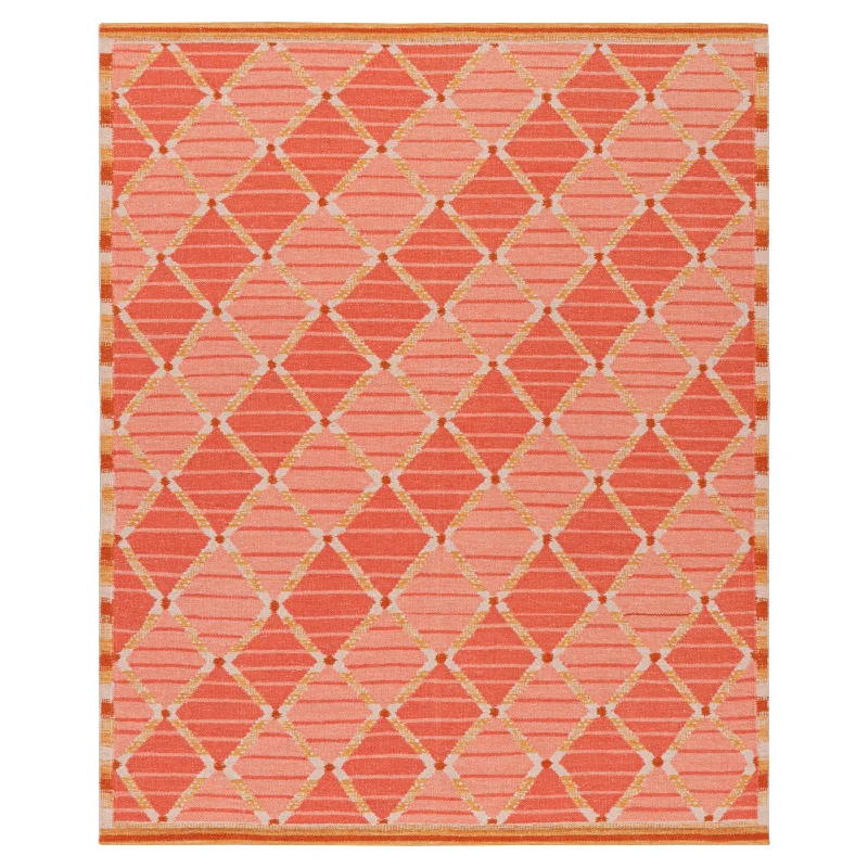 carpet for personalizing home decor-Pink Swedish Inspired Flatweave Wool Rug - 8'3" x 10'1"