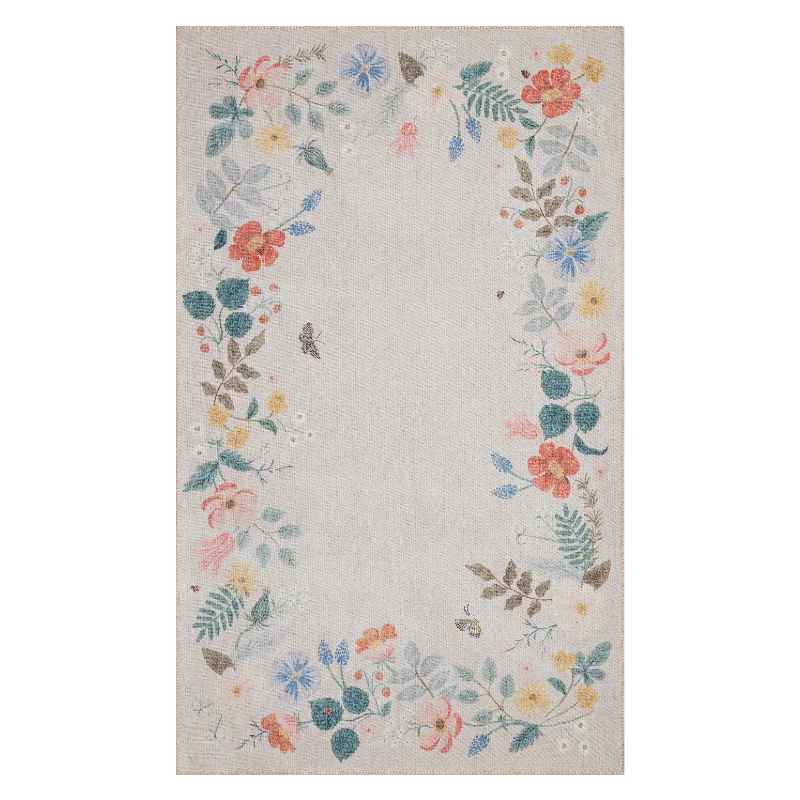 carpet with non-slip backing-Rifle Paper Co. x Loloi Atelier Cream Rug