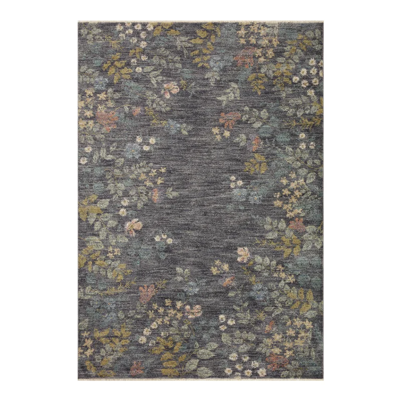 carpet with cozy thick pile-Rifle Paper Co. x Loloi Provence Slate Rug