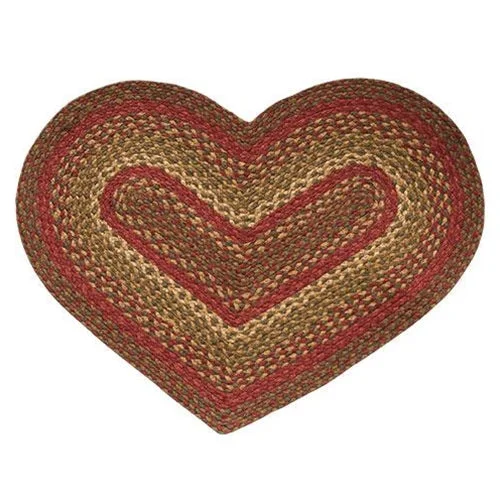 carpet with a stylish and dynamic flow-Cinnamon Braided Heart Rug