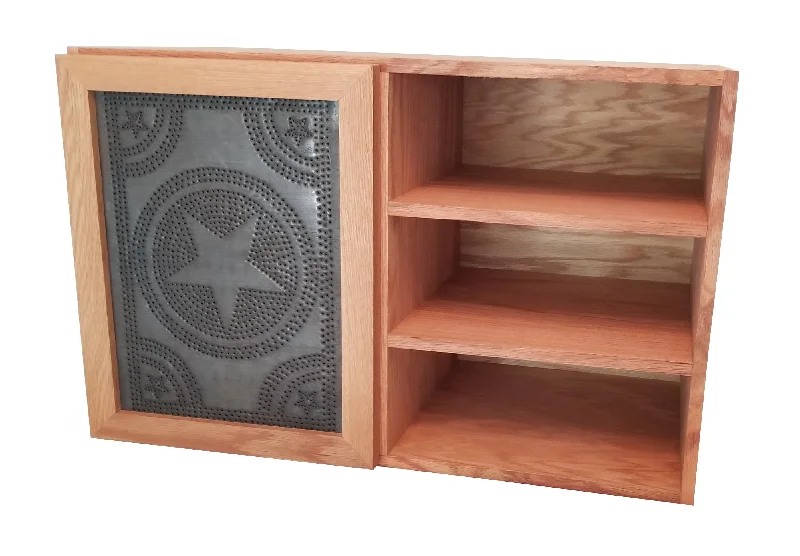 carpet for hotel-inspired luxury-Rustic Punched Tin Lone Star Wood Cabinet, 4 colors