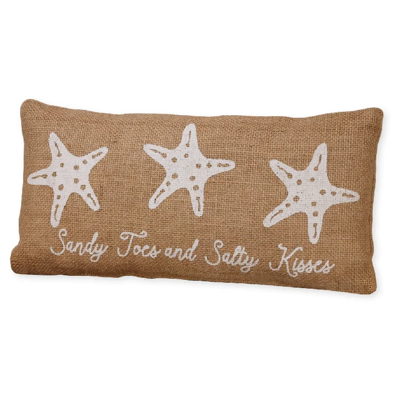 Cleaning frequency for memory foam pillows-The Country House Collection Sandy Toes and Salty Kisses Starfish 6 x 12 Burlap Decorative Throw Pillow