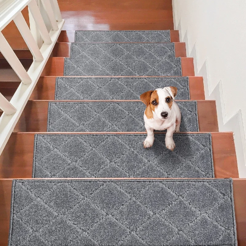 carpet with patterned borders-VEVOR Stair Treads, Stairs Carpet Non Slip, Indoor Stair Runner for Wooden Steps