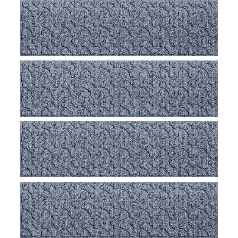 carpet with sophisticated finish-WaterHog Dog Bone Repeat 8.5"x30" Indoor/Outdoor Stair Treads Set/4 - 8.5x30