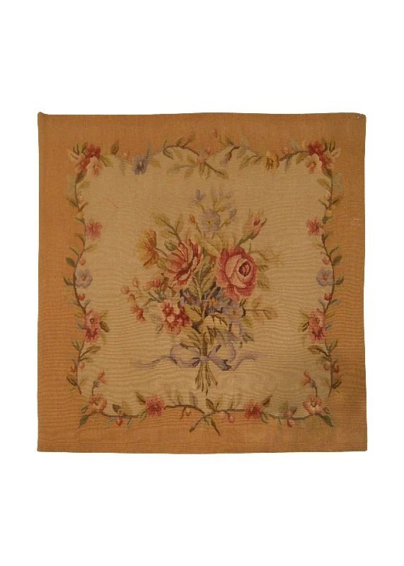 Are cervical pillows good for seniors-Oriental Rug Chinese Handmade Pillow Traditional 1'8"x1'8" (2x2) Whites/Beige Aubusson Floral Design #A17905