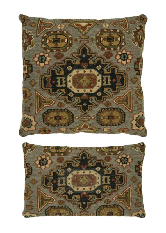 Are buckwheat pillows good for back sleepers-Oriental Rug Indian Handmade Pillow Transitional 1'10"x1'10" (2x2) Blue Yellow/Gold Geometric Design #A31440