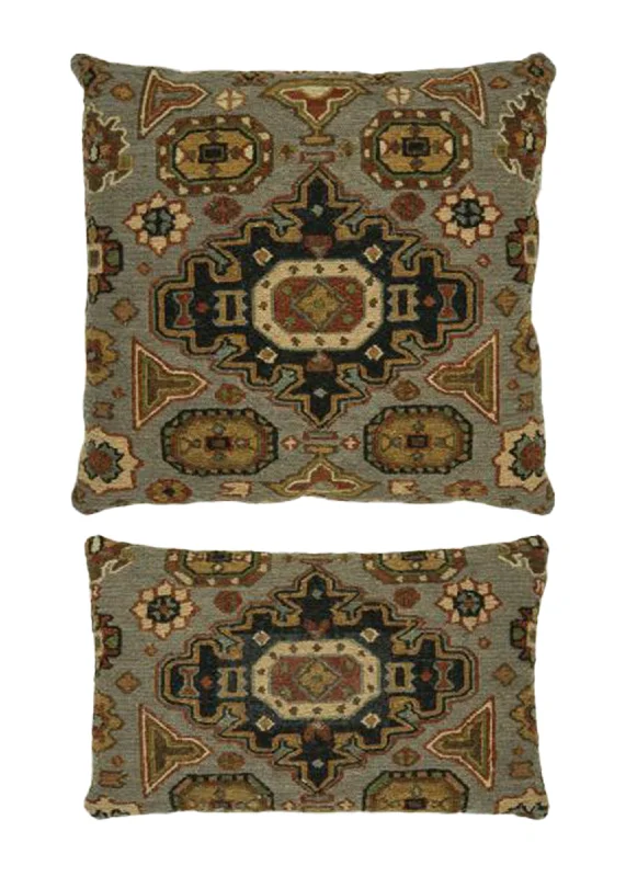 How to choose a safe baby pillow-Oriental Rug Indian Handmade Pillow Transitional 1'10"x1'10" (2x2) Gray Yellow/Gold Geometric Design #A31426