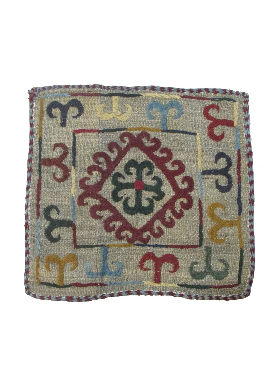 Durability options for latex pillows-Oriental Rug Pakistani Handmade Pillow Tribal 1'7"x1'7" (2x2) Whites/Beige Multi-color Suzani Geometric Design #A30247