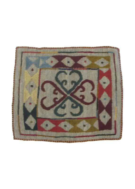 Are buckwheat pillows good long-term-Oriental Rug Pakistani Handmade Pillow Tribal 1'7"x1'7" (2x2) Whites/Beige Multi-color Suzani Geometric Design #A30252