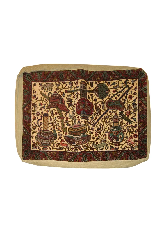 Are cervical pillows good for young adults-Persian Rug Kashan Handmade Pillow Traditional 2'2"x2'10" (2x3) Whites/Beige Red Green Pictorial Design #A22082