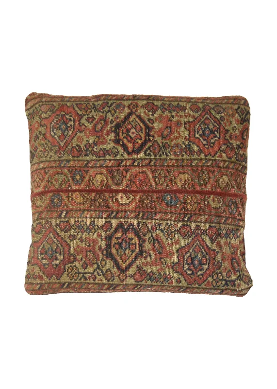 Material comparison of cervical pillows-Persian Rug Malayer Handmade Pillow Antique 1'4"x1'5" (1x1) Red Whites/Beige Geometric Design #A20133