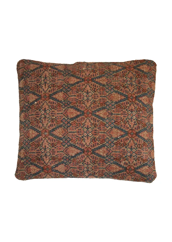 Pillow height and sleep comfort improvement-Persian Rug Malayer Handmade Pillow Antique 1'4"x1'6" (1x2) Red Blue Geometric Design #A20132