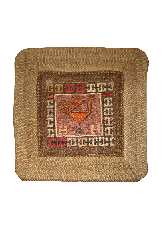 Are cervical pillows good for students-Persian Rug Shiraz Handmade Pillow Tribal 1'3"x1'3" (1x1) Multi-color Whites/Beige Brown Kilim Geometric Design #A19223