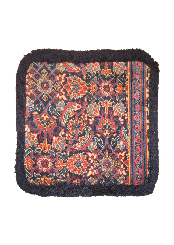 Durability design of memory foam pillows-Persian Rug Tabriz Handmade Pillow Antique 1'5"x1'5" (1x1) Blue Red Geometric Design #A13708