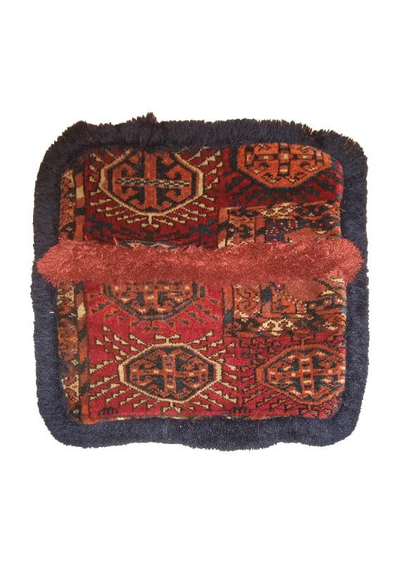 Weight comparison of latex pillows-Persian Rug Turkmen Handmade Pillow Antique 1'5"x1'5" (1x1) Blue Red Geometric Design #A13694