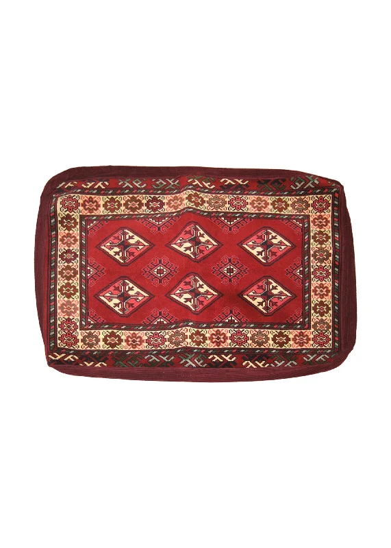 Are buckwheat pillows good for pregnant women-Persian Rug Turkmen Handmade Pillow Tribal 1'11"x2'11" (2x3) Red Geometric Bokhara Elephant Foot Design #A22332