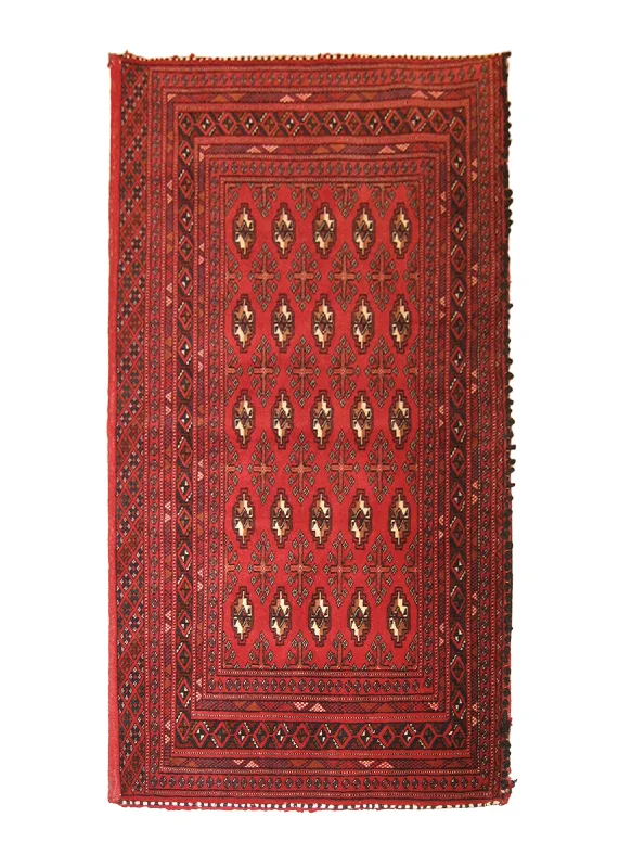 Support options for cervical pillows-Persian Rug Turkmen Handmade Pillow Tribal 2'2"x4'7" (2x5) Red Elephant Foot Bokhara Design #A22075