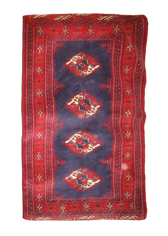 Weight options for latex pillows-Persian Rug Turkmen Handmade Pillow Tribal 2'6"x3'3" (3x3) Blue Red Geometric Design #A19493