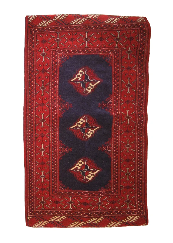 Durability options for memory foam pillows-Persian Rug Turkmen Handmade Pillow Tribal 2'6"x3'0" (3x3) Blue Red Geometric Design #A19495