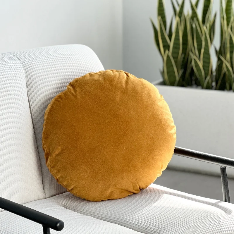 How to tell if a pillow is expired-Bonbon Round Velvet Mustard Pillow