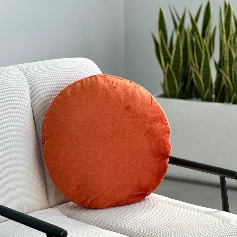 Types of pillow fillings-Bonbon Round Velvet Orange Pillow