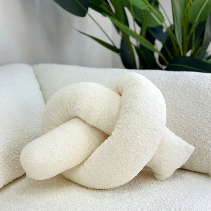 Wear resistance of latex pillows-Boucle Love Knot Bone White Pillow