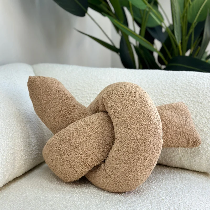 Breathability of pillow fillings-Boucle Love Knot Sand Pillow