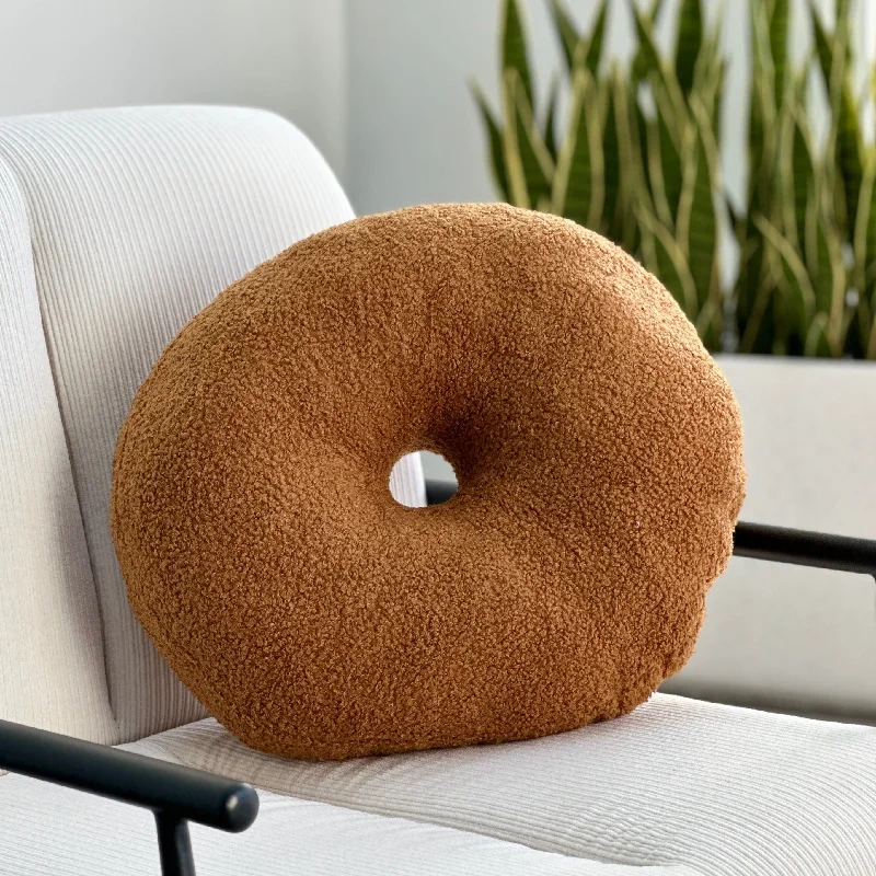 Effect of pillow height on sleep-Bouclé Terractota Donut Throw Pillow