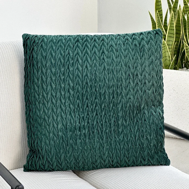 How to remove latex pillow odor-Braided Cushion Satin Emerald Green Pillow