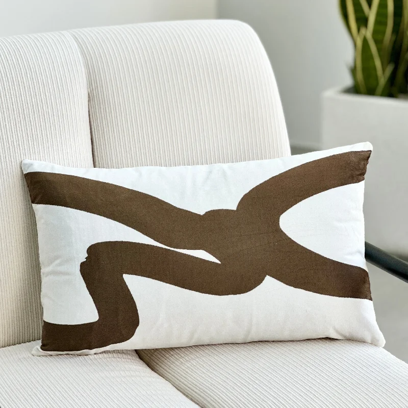 What to do if a memory foam pillow deforms-Brown Scribble Long Pillow