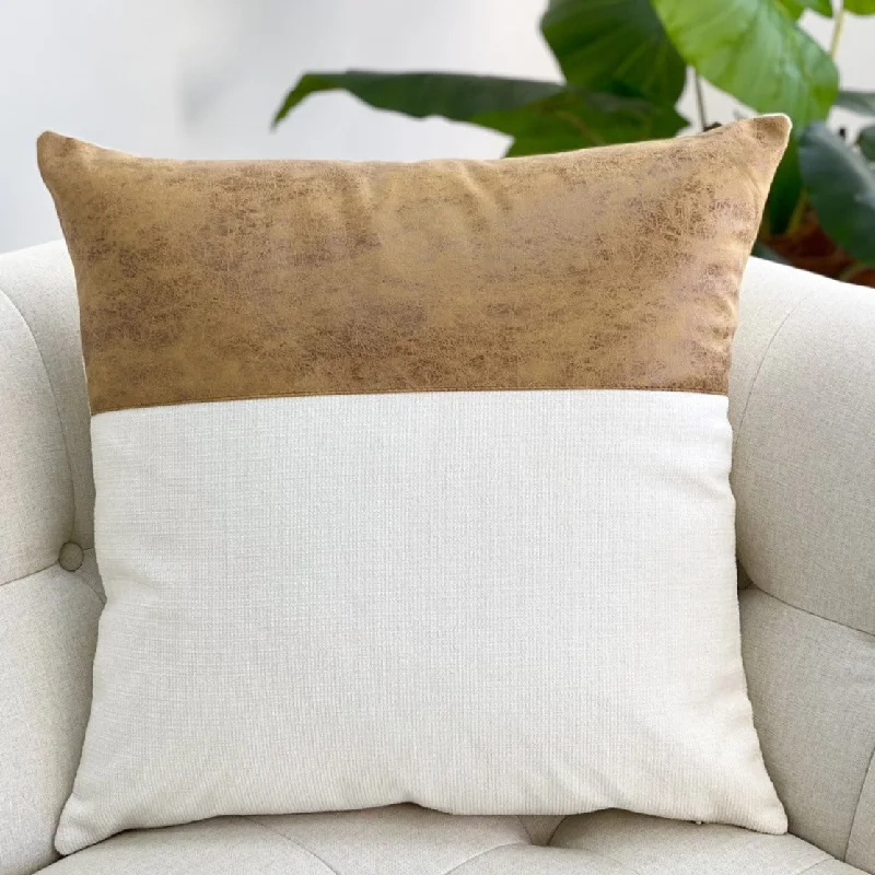 How pillows relax neck muscles-Cowhide Half Look Camel and Ivory Pillow