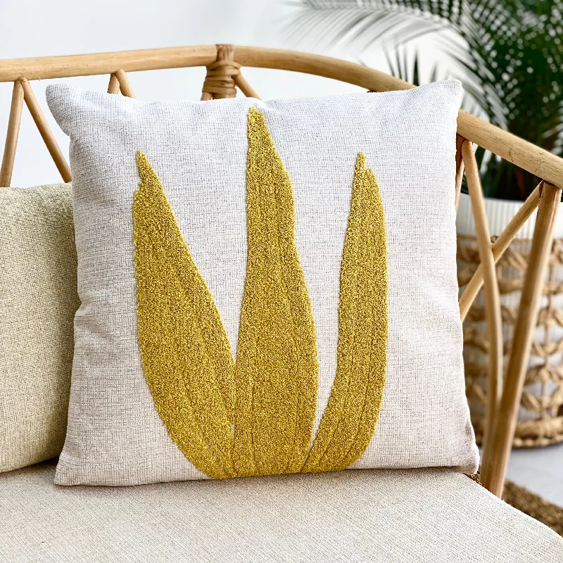 Pillow height and cervical protection-Embroidered Mustard Leaves Pillow