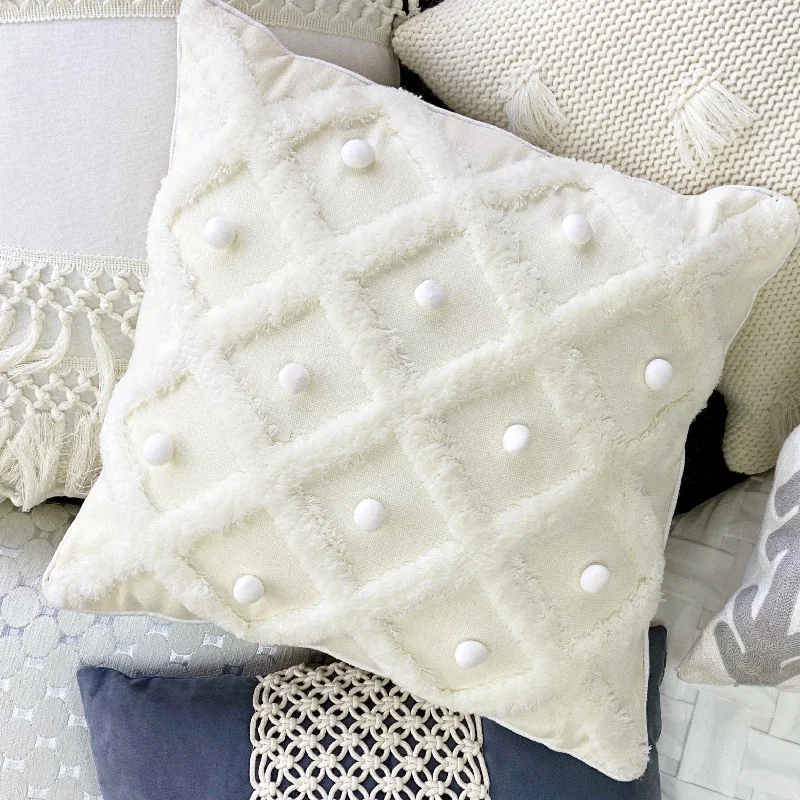 Which travel pillow is the lightest-Cozy Multi Pom Pom Pillow