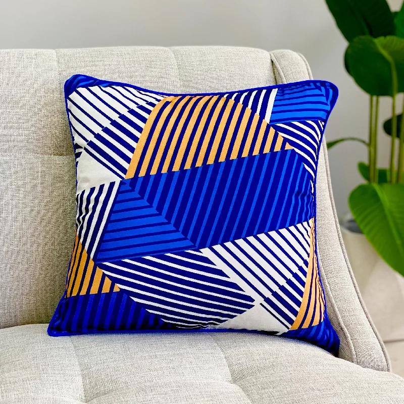 Comfort of pillow fillings-Electric Blue Geo Pillow