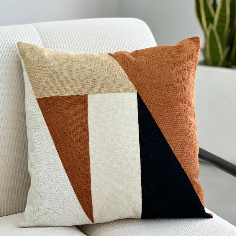 Difference between cervical and regular pillows-Embroidered Terracotta Patch Pillow