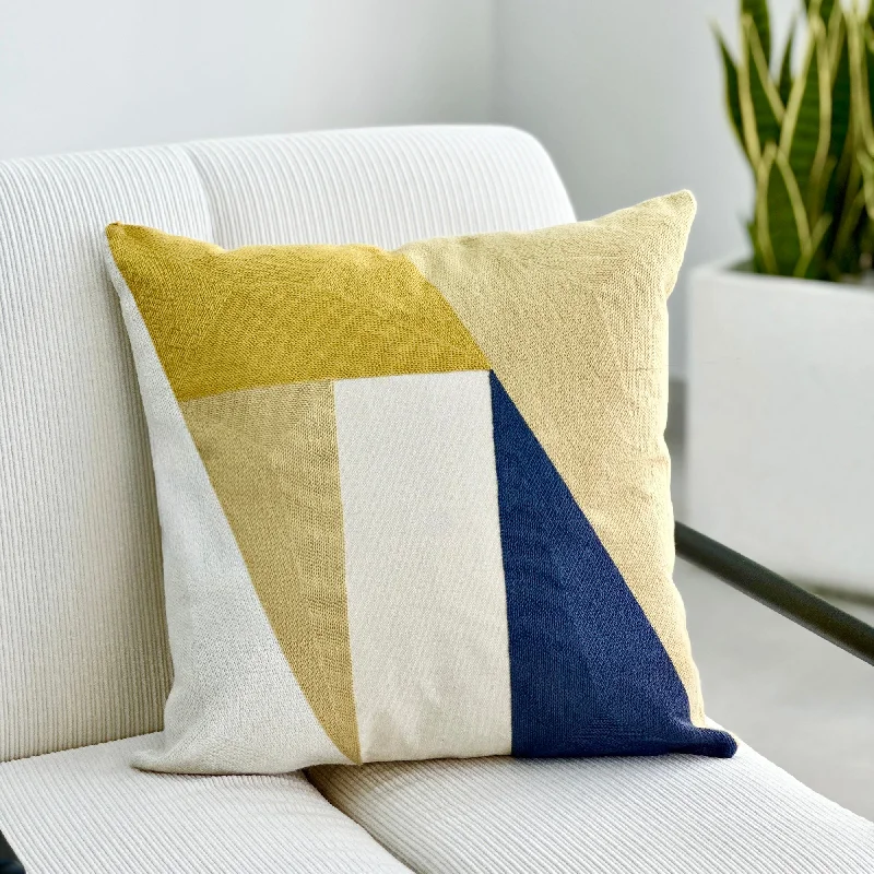 Feather vs synthetic pillows comparison-Embroidered Yellow Patch Pillow